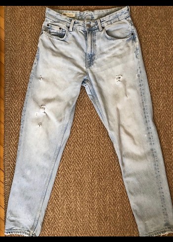 Gri Bej Kadın Denim Salaş pantolon - Görsel 4