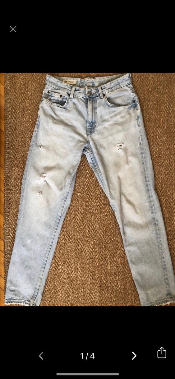 Gri Bej Kadın Denim Salaş pantolon - Görsel 4