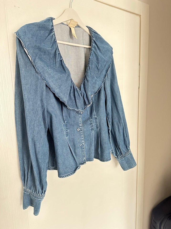 Kadın Mavi Denim Vintage gömlek - Görsel 2