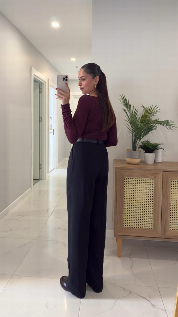 Palazzo Siyah Pantolon - Görsel 3