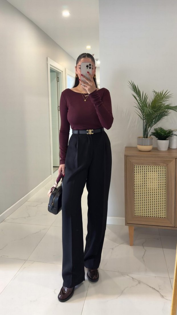 Palazzo Siyah Pantolon - Görsel 4