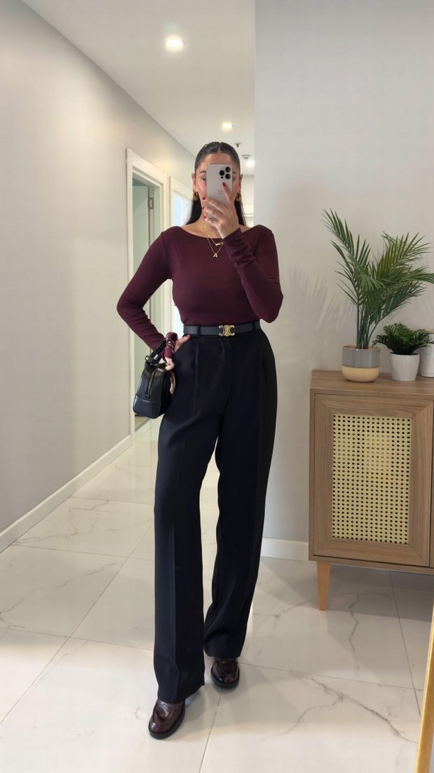 Palazzo Siyah Pantolon - Görsel 5