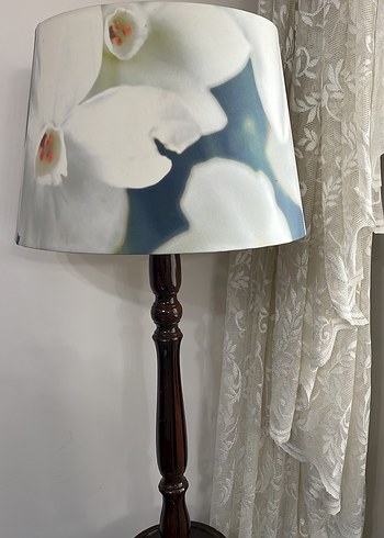 Ahşap Gövdeli Bej Abajur Lambası - Görsel 3