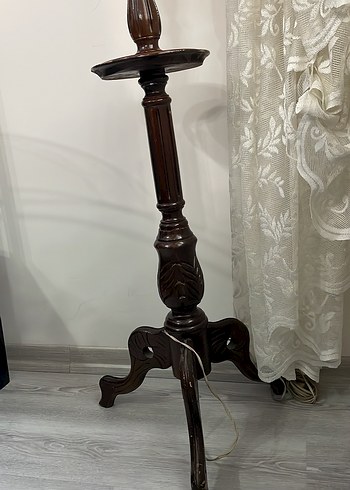 Ahşap Gövdeli Bej Abajur Lambası - Görsel 2