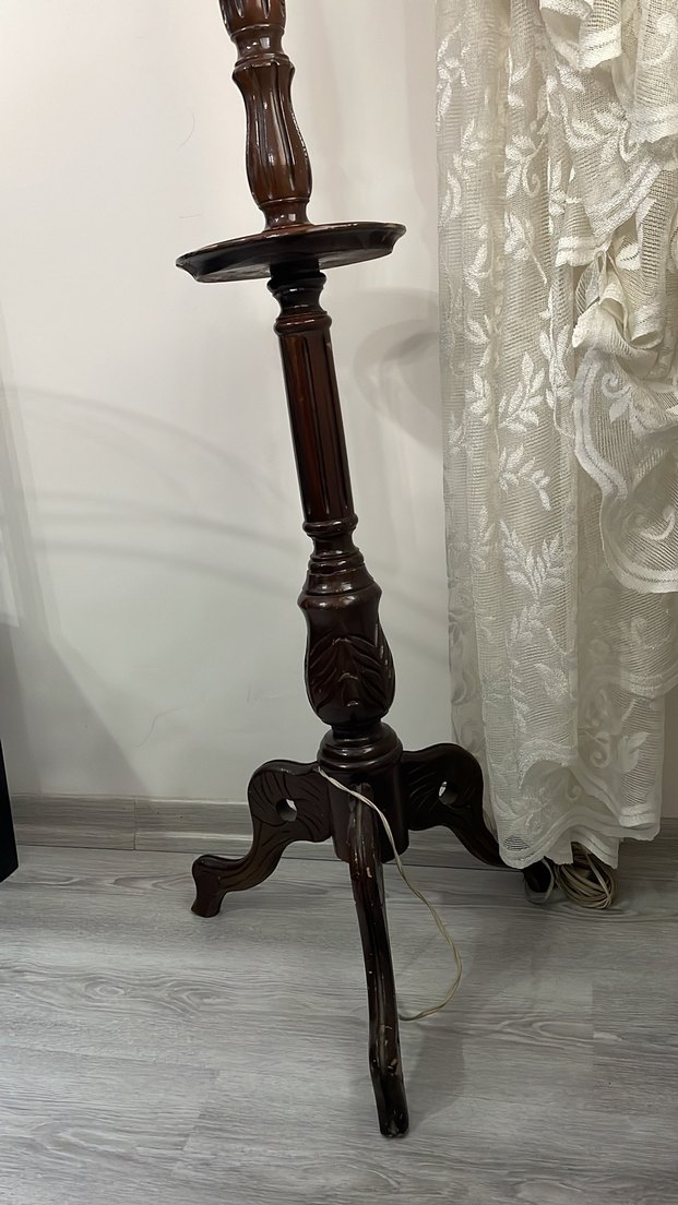 Ahşap Gövdeli Bej Abajur Lambası - Görsel 2