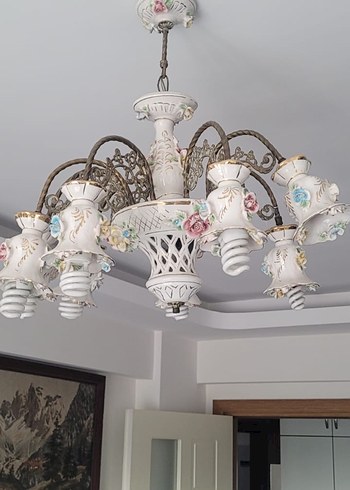 Çiçek Detaylı Beyaz Avize - Görsel 8