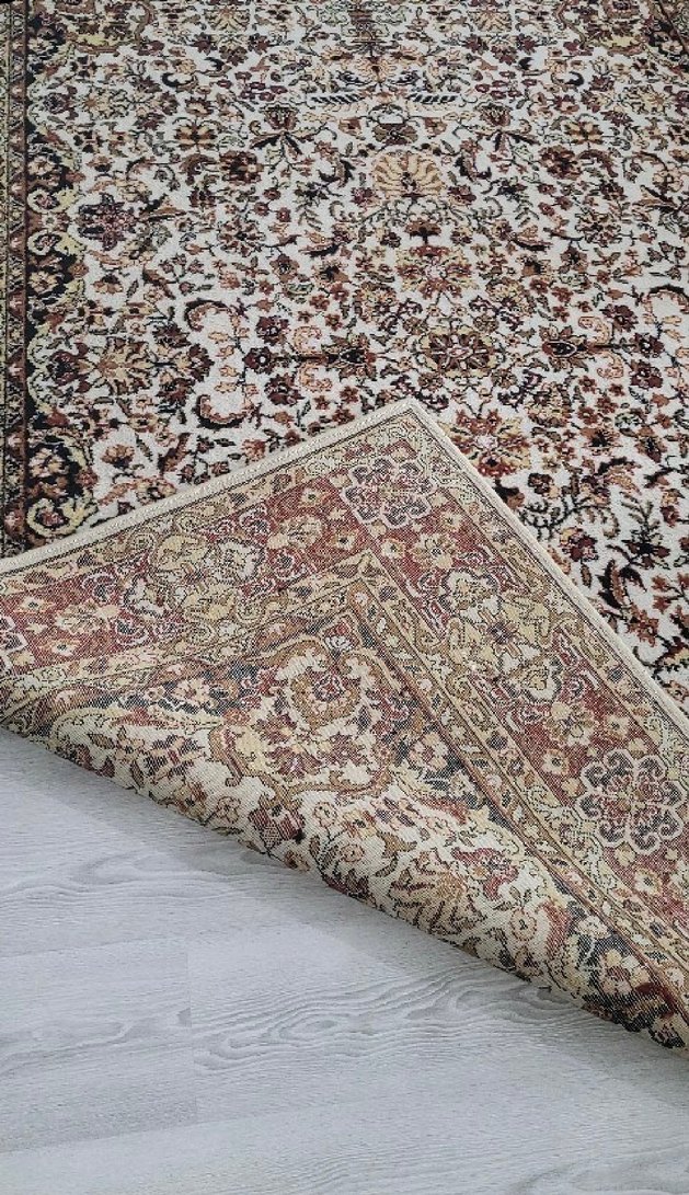 AKRİLİK PAMUK HALI Kahverengi Kırmızı Desenli Klasik Halı - Görsel 2