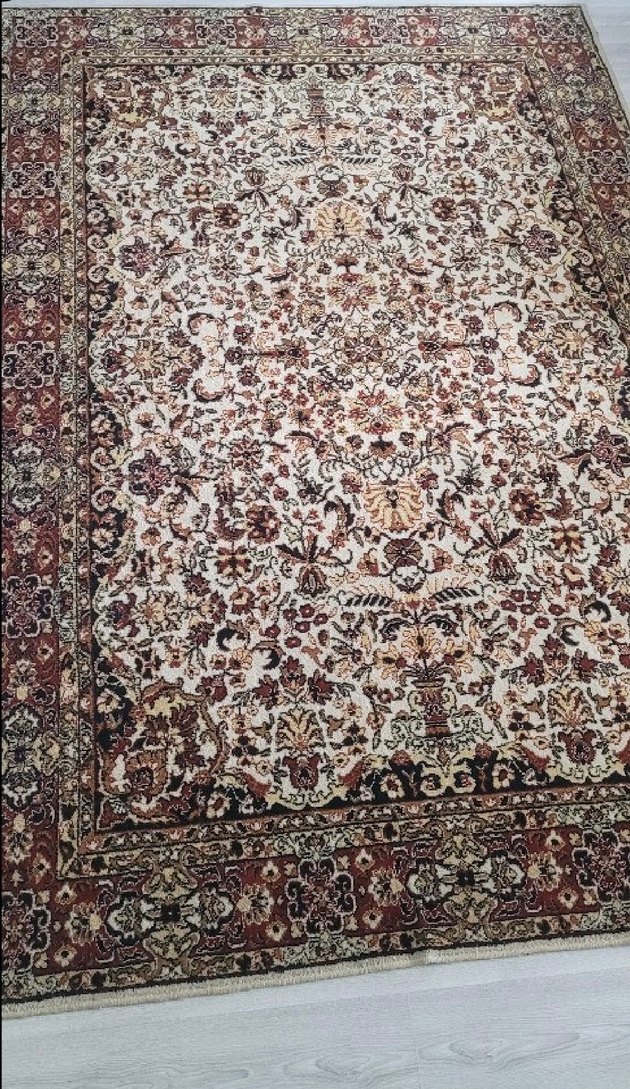 AKRİLİK PAMUK HALI Kahverengi Kırmızı Desenli Klasik Halı - Görsel 3