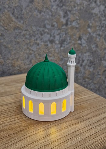 Işıklı Yeşil Kubbe ve Minare Figürin - Görsel 3