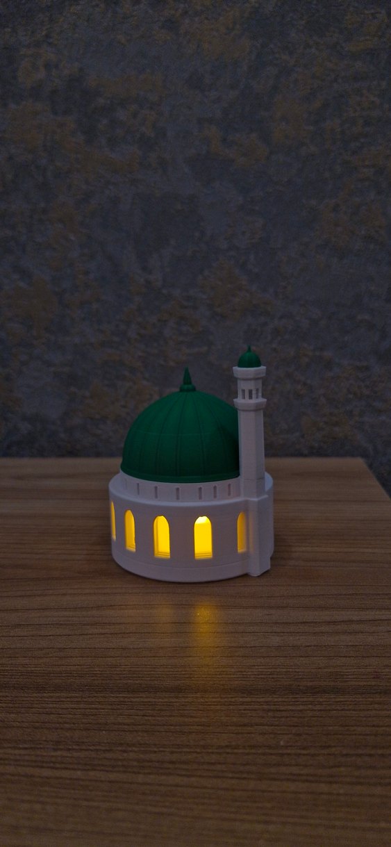Işıklı Yeşil Kubbe ve Minare Figürin - Görsel 5