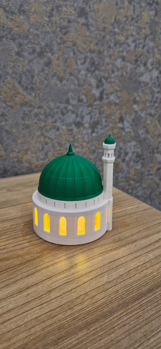 Işıklı Yeşil Kubbe ve Minare Figürin - Görsel 3