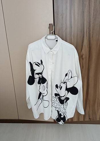Pamuklu Mickey& Minnie Baskılı Kadın Gömlek