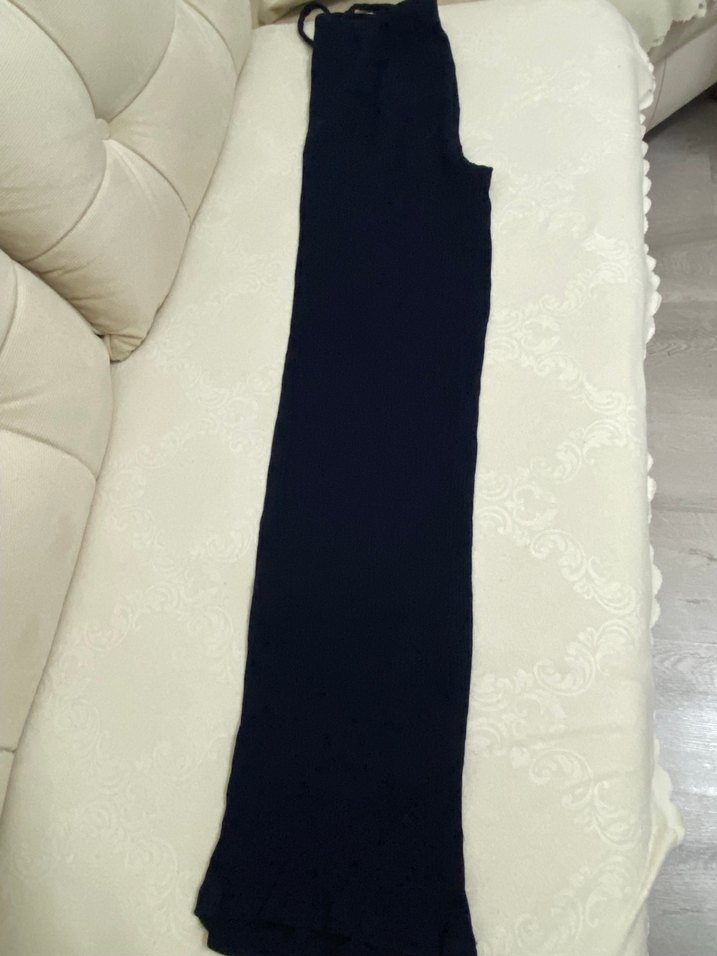 Lacivert Kadın Keten Salaş Pantolon - Görsel 2