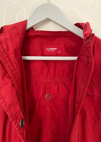 Kırmızı Düğmeli Midi Kadın Ceket - Görsel 3