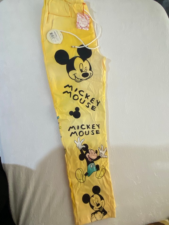 Sarı Baskılı Midi Kadın Pantolon - Görsel 2