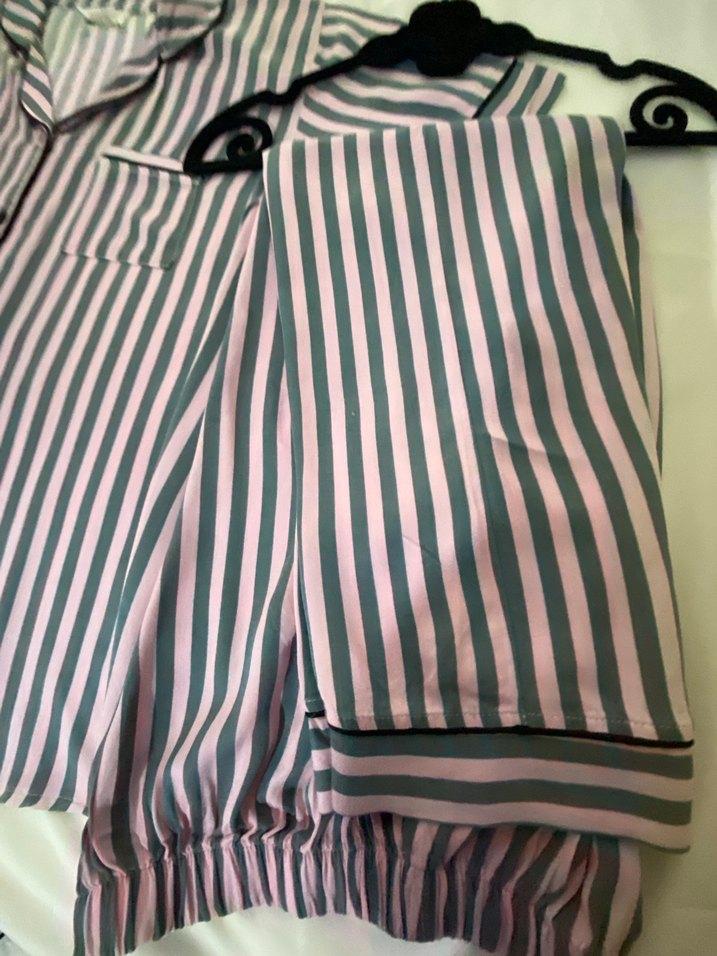 Pembe Çizgili Midi Kadın Pijama Üstü - Görsel 3