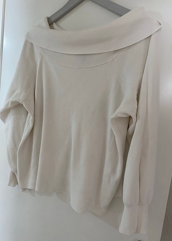 Kadın Beyaz Kayık Yaka Kazak - Görsel 4