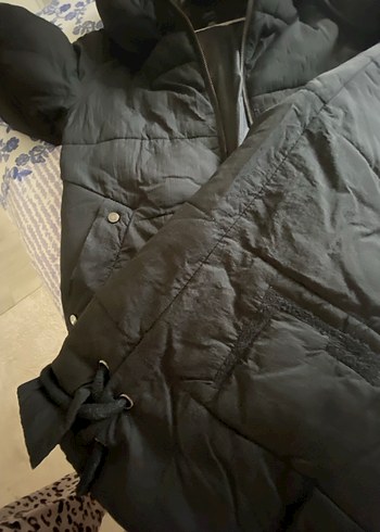 Siyah Fermuarlı Kadın Kışlık Midi Mont - Görsel 9