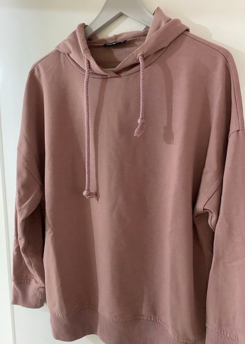 Bej Kapüşonlu Salaş Kadın Sweatshirt - Görsel 2