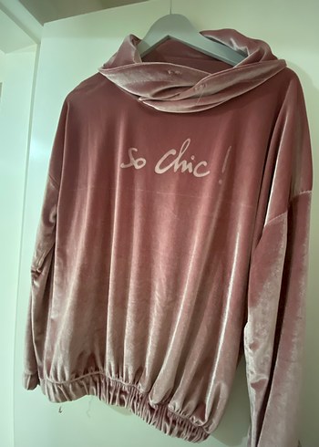 Pembe Kadife Salaş Sweatshirt - Görsel 2