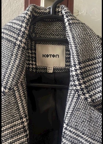 Ekose Desenli Gri Kadın Blazer Ceket - Görsel 3