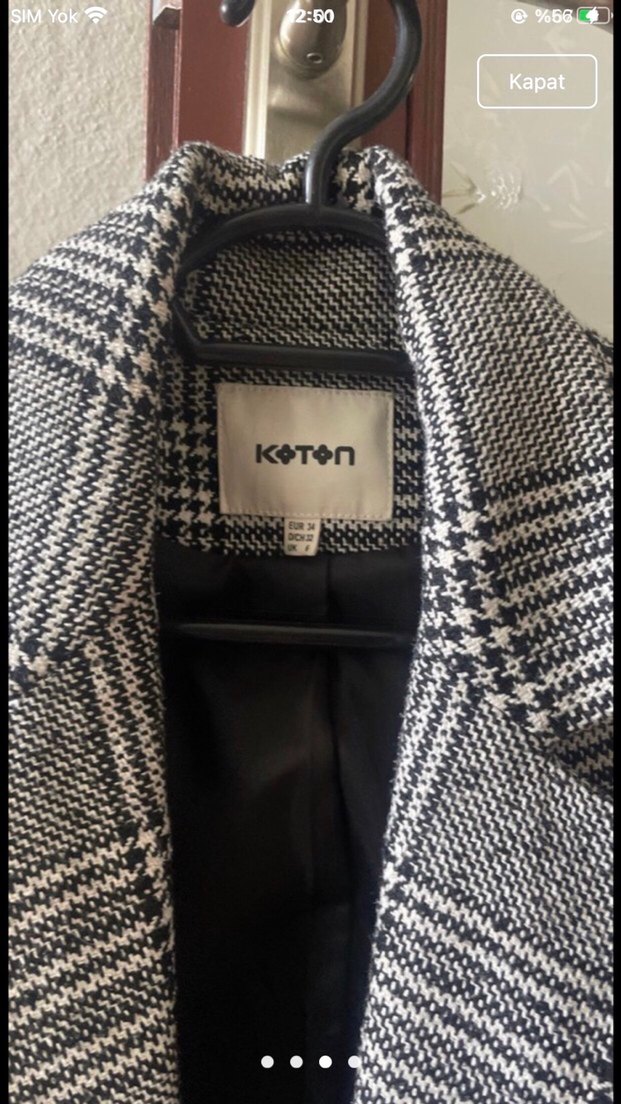 Ekose Desenli Gri Kadın Blazer Ceket - Görsel 3