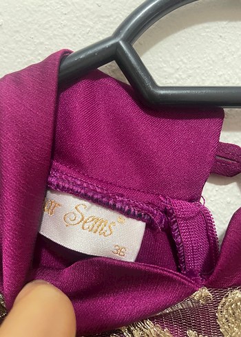 Bordo Nakışlı Uzun Kadın Bindallı Elbise - Görsel 4