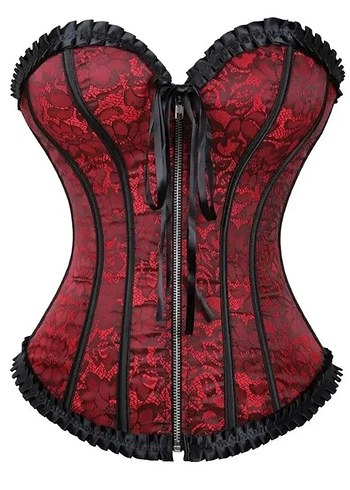 Gotik Dantelli Büstiyer Korse Fermuarlı - Görsel 3