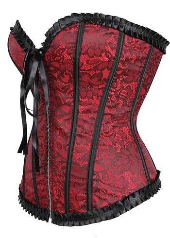 Gotik Dantelli Büstiyer Korse Fermuarlı - Görsel 5