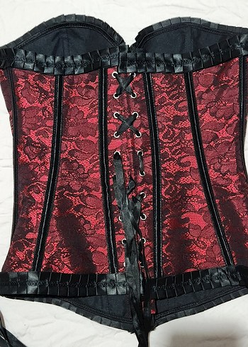 Gotik Dantelli Büstiyer Korse Fermuarlı - Görsel 2