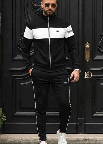 Lacoste Beyaz-Siyah Fermuarlı Eşofman Takımı - Görsel 2