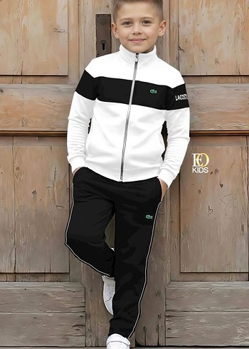 Lacoste Beyaz-Siyah Fermuarlı Eşofman Takımı - Görsel 7