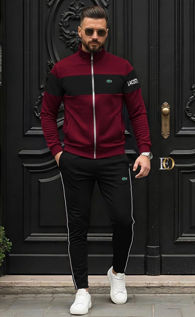 Lacoste Beyaz-Siyah Fermuarlı Eşofman Takımı - Görsel 3