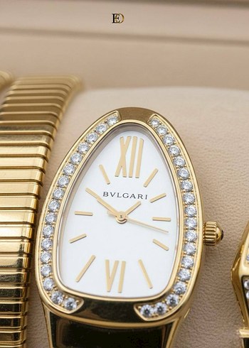 Altın Renkli Klasik Kadın Saat Seti - Görsel 13