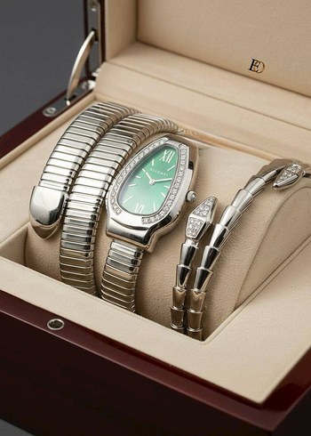 Altın Renkli Klasik Kadın Saat Seti - Görsel 9