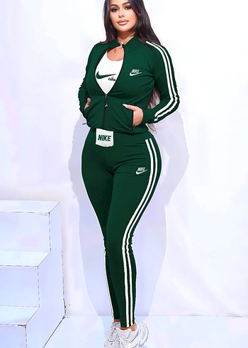 Pembe ÜÇLÜ Nike Fermuarlı Kadın Eşofman Takımı - Görsel 2