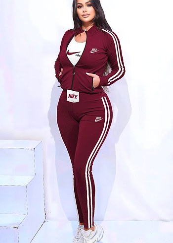 Pembe ÜÇLÜ Nike Fermuarlı Kadın Eşofman Takımı - Görsel 8