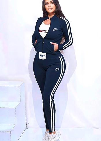 Pembe ÜÇLÜ Nike Fermuarlı Kadın Eşofman Takımı - Görsel 7