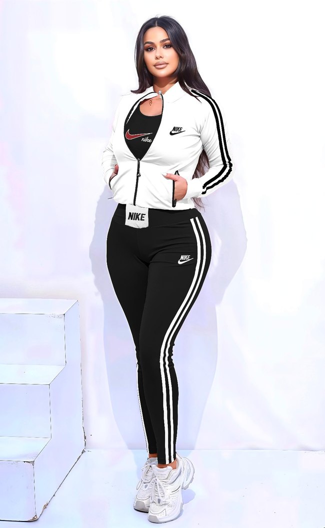 Pembe ÜÇLÜ Nike Fermuarlı Kadın Eşofman Takımı - Görsel 4