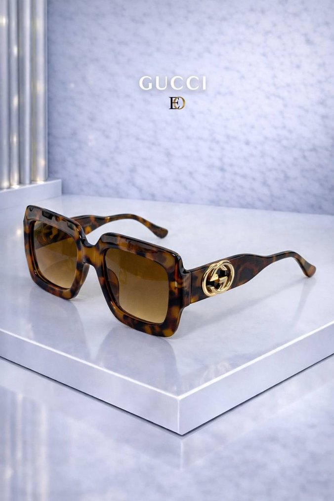 Gucci Parlak Siyah Pembe Kadın Gözlük - Görsel 3