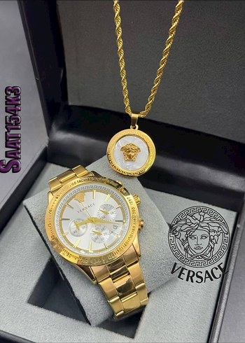 Versace Modern Klasik Altın Kadın Saat ve Kolye - Görsel 5