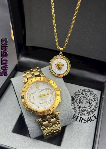 Versace Modern Klasik Altın Kadın Saat ve Kolye - Görsel 2