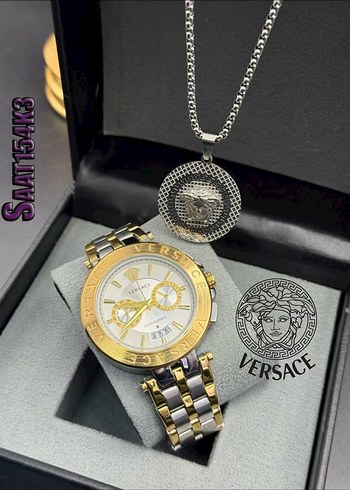 Versace Modern Klasik Altın Kadın Saat ve Kolye - Görsel 4