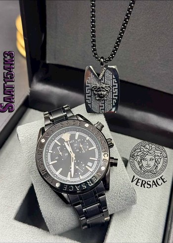 Versace Modern Klasik Altın Kadın Saat ve Kolye - Görsel 11