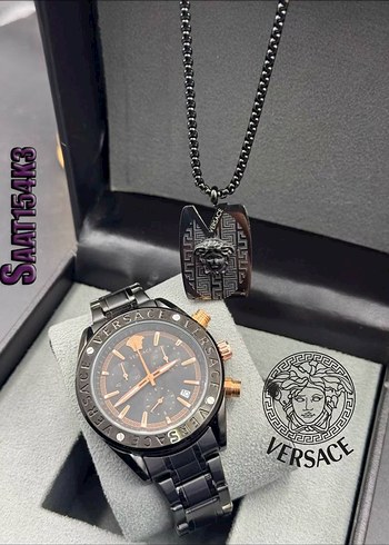 Versace Modern Klasik Altın Kadın Saat ve Kolye - Görsel 9