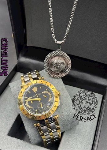 Versace Modern Klasik Altın Kadın Saat ve Kolye - Görsel 10
