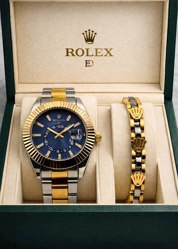 Rolex Modern Klasik Altın ve Gri Erkek Saat - Görsel 2