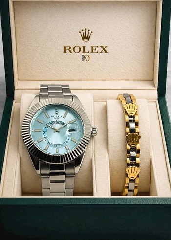Rolex Modern Klasik Altın ve Gri Erkek Saat - Görsel 6