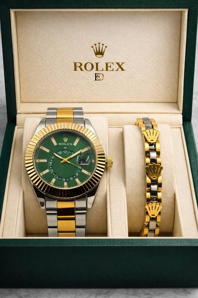 Rolex Modern Klasik Altın ve Gri Erkek Saat - Görsel 3