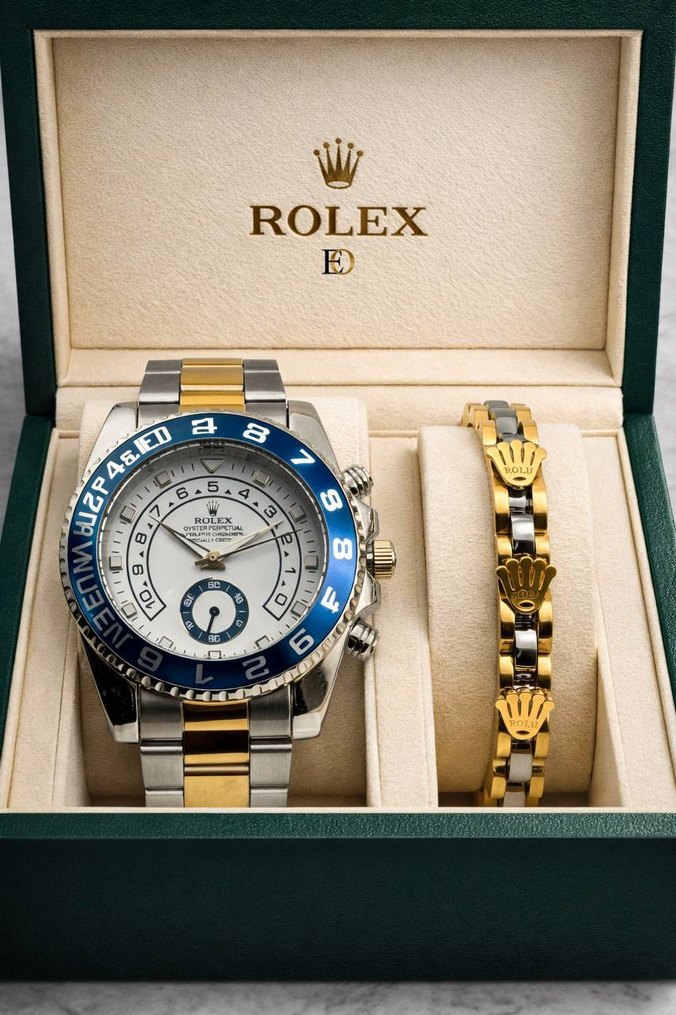 Rolex Modern Klasik Altın ve Gri Erkek Saat - Görsel 4